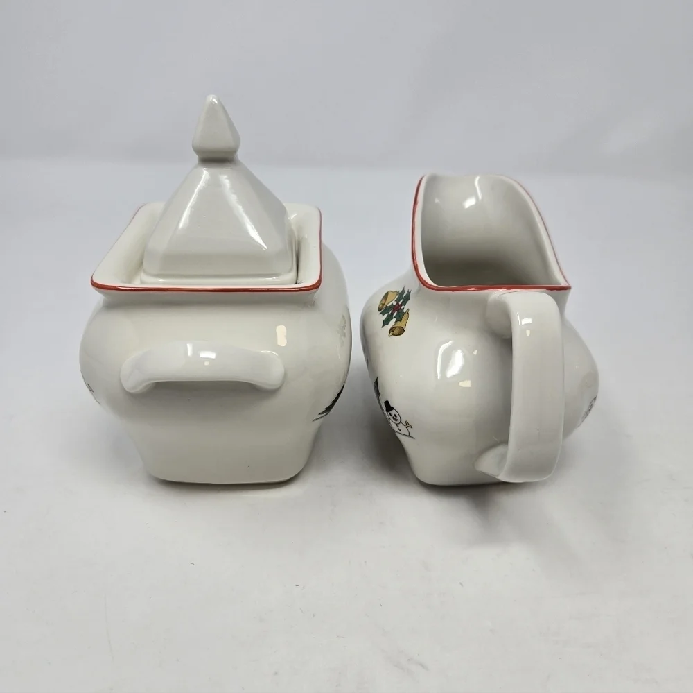 JAMESTOWN CHINA THE JOY OF CHRISTMAS 3 PIECE SET CREAM SUGAR CANISTER HOLIDAY